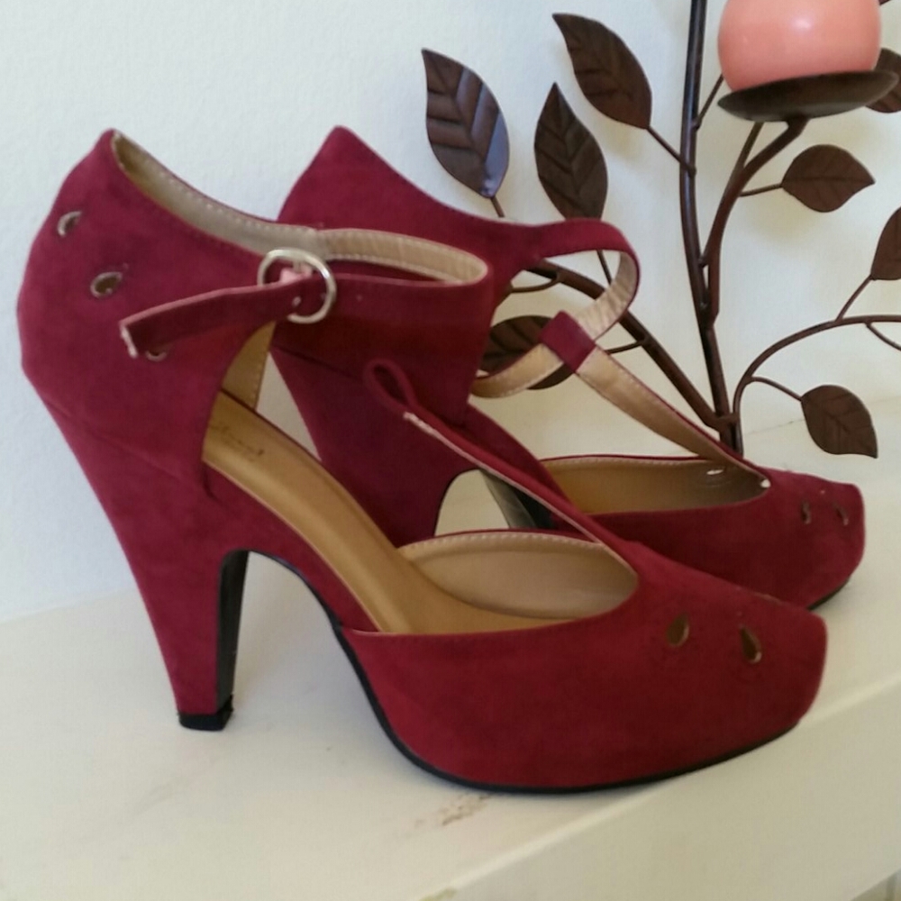 Burgundy  heel shoes, best of times heel
